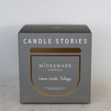 “Wick2Ware Warm Woods Trilogy candle packaging”