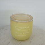 Cucumber & Casaba candle with lid – hand-poured soy wax candle in yellow matte glass