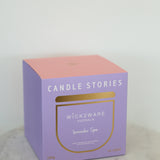 Lavender Spa candle packaging – lavender and pink gift box by Wick2Ware