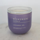 Lavender Spa candle with lid – hand-poured soy wax candle in purple matte glass vessel