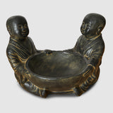 Twin Monk Bowl Statue
