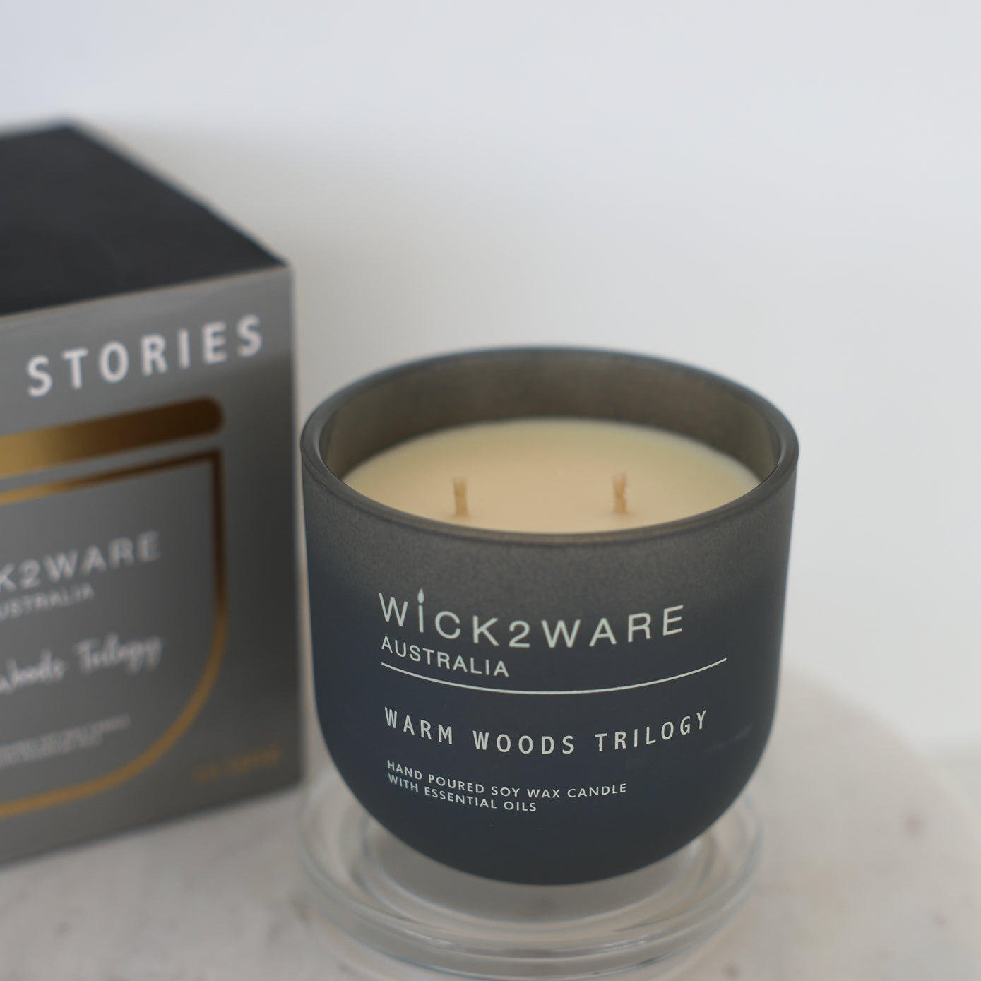“Warm Woods Trilogy candle with gift box by Wick2Ware”