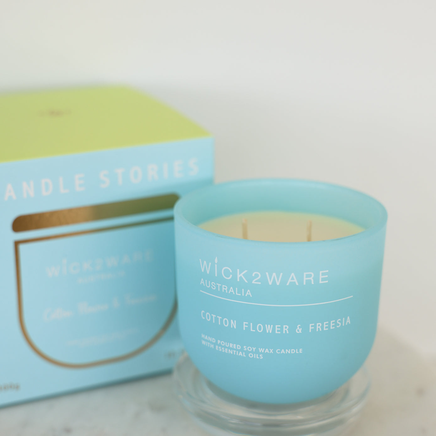 Cotton Tree & Freesia candle with gift box – Wick2Ware 300g soy wax candle