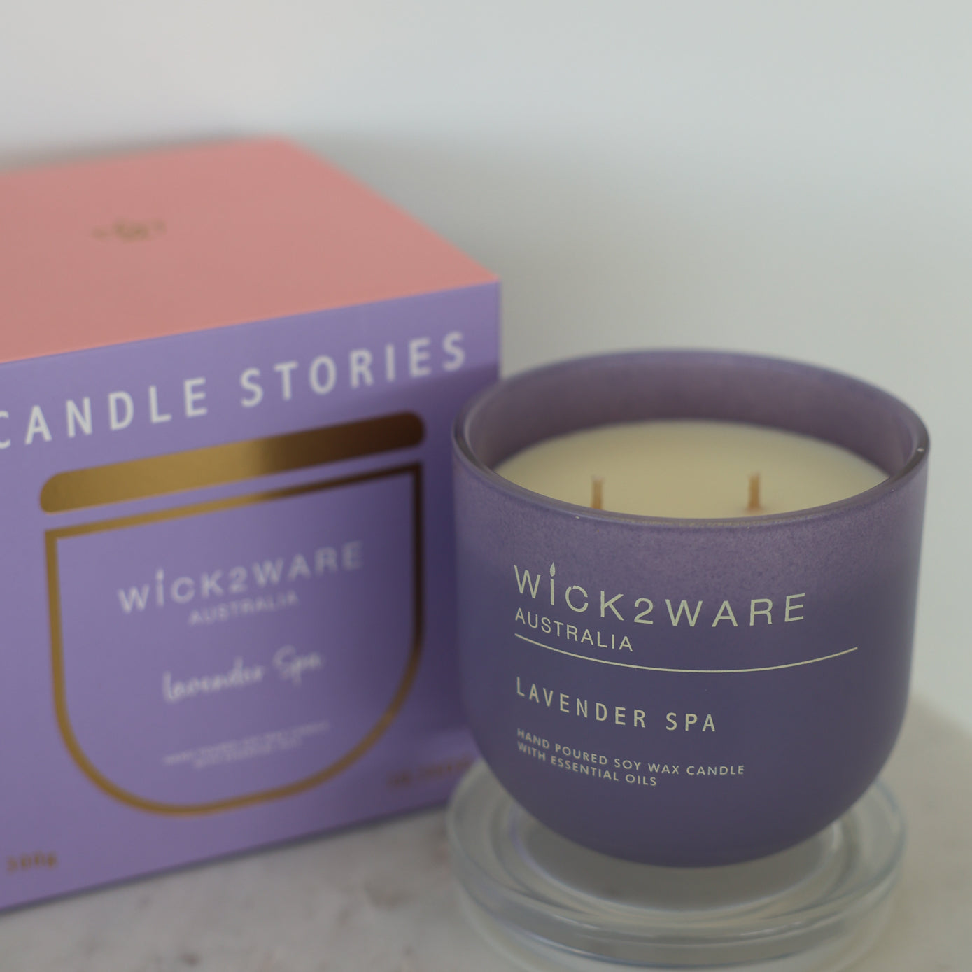 Lavender Spa candle with box – Wick2Ware 300g hand-poured soy wax candle