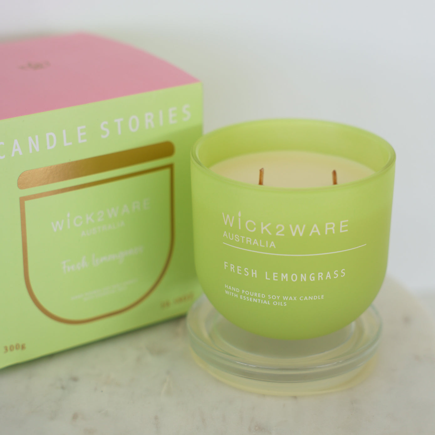 Fresh Lemongrass candle with box – Wick2Ware 300g hand-poured soy wax candle
