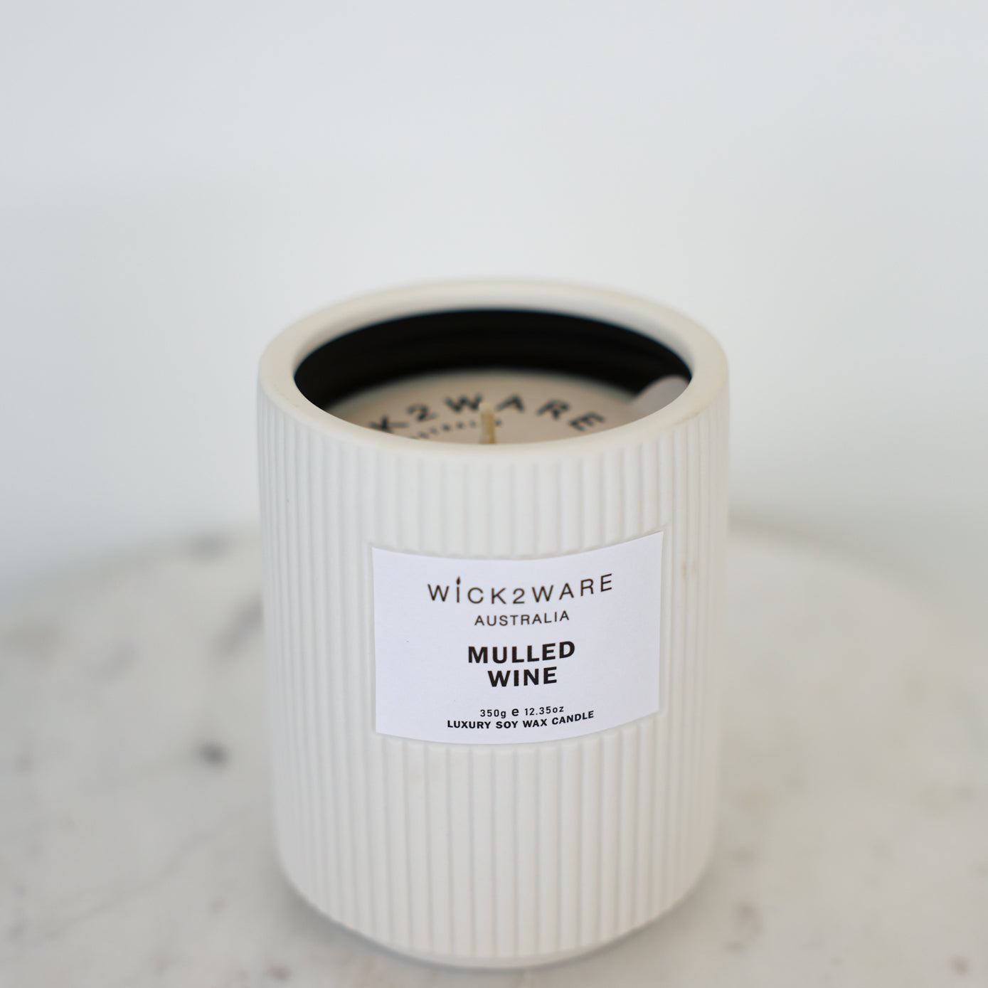 Mulled Wine candle in white ribbed ceramic jar – single wick, no lid