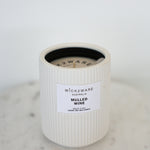 Mulled Wine candle in white ribbed ceramic jar – single wick, no lid
